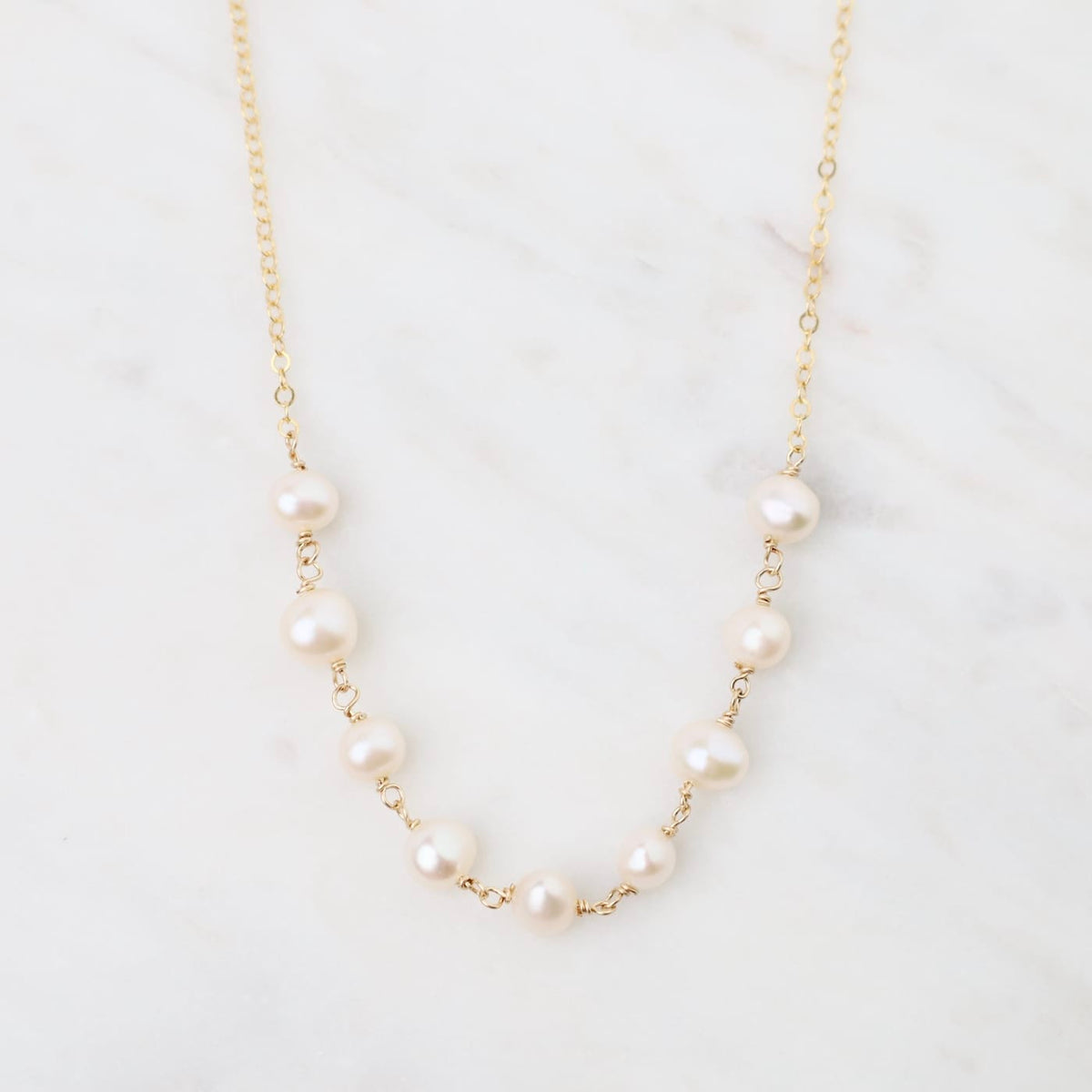 NKL-GF Gold Filled Chain With Handmade Bead Chain Of 9 Pearls