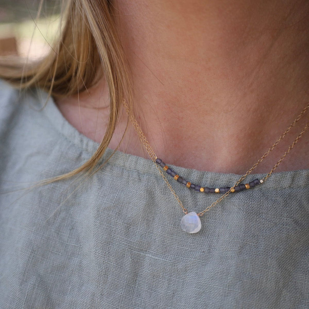 NKL-GF Gold Filled Chain with Moonstone Brio Necklace