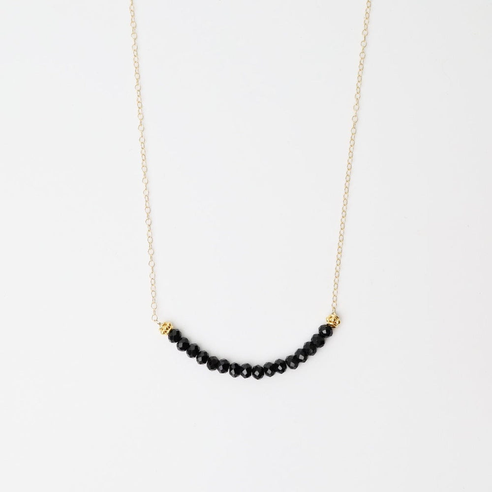 
                      
                        NKL-GF Gold Filled Chain with Mystic Black Gemstone Arc Necklace
                      
                    