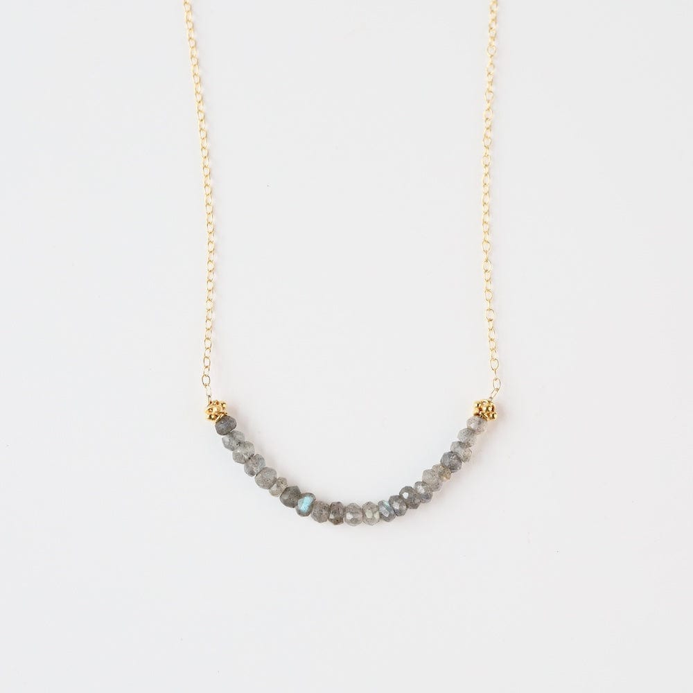 NKL-GF Gold Filled Chain with  Mystic Labradorite Gemstone Arc Necklace