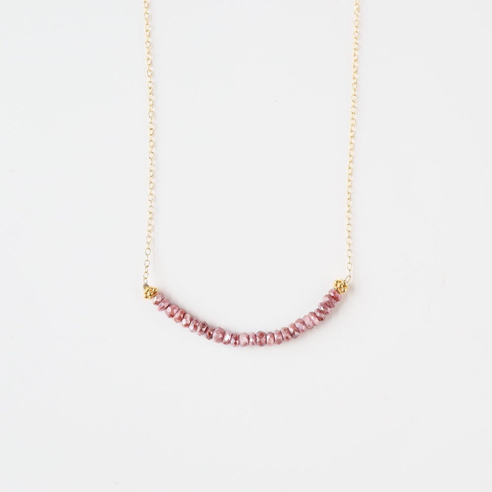 NKL-GF Gold Filled Chain with Pink Silverite Gemstone Arc Necklace