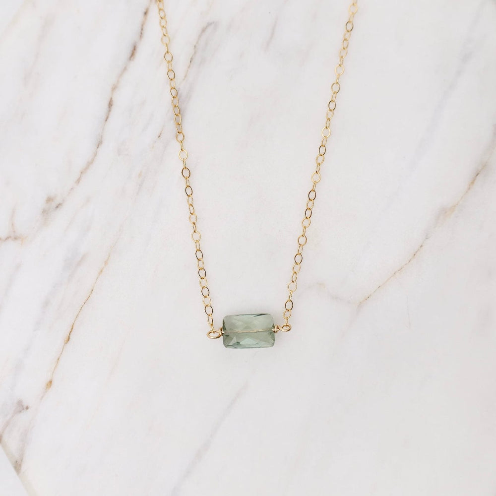 NKL-GF Gold Filled Chain with Rectangular Green Amethyst