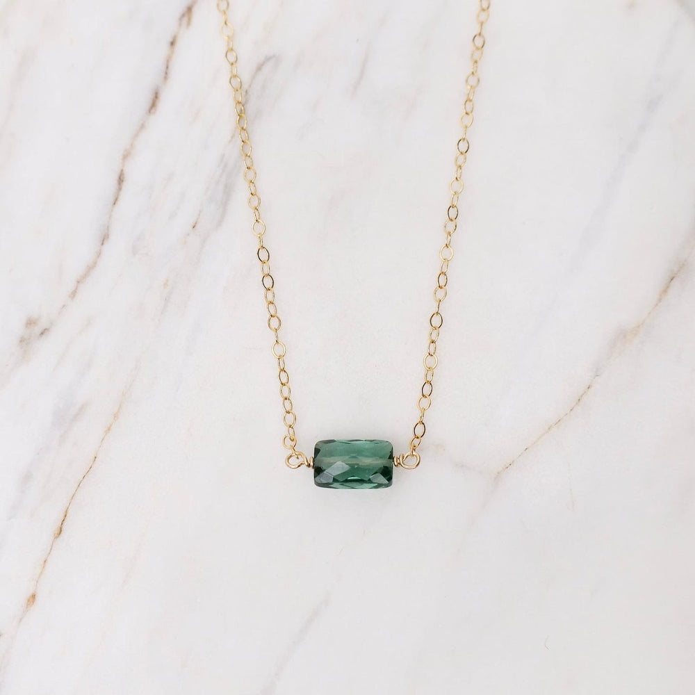 NKL-GF Gold Filled Chain with Rectangular Indicolite Quar