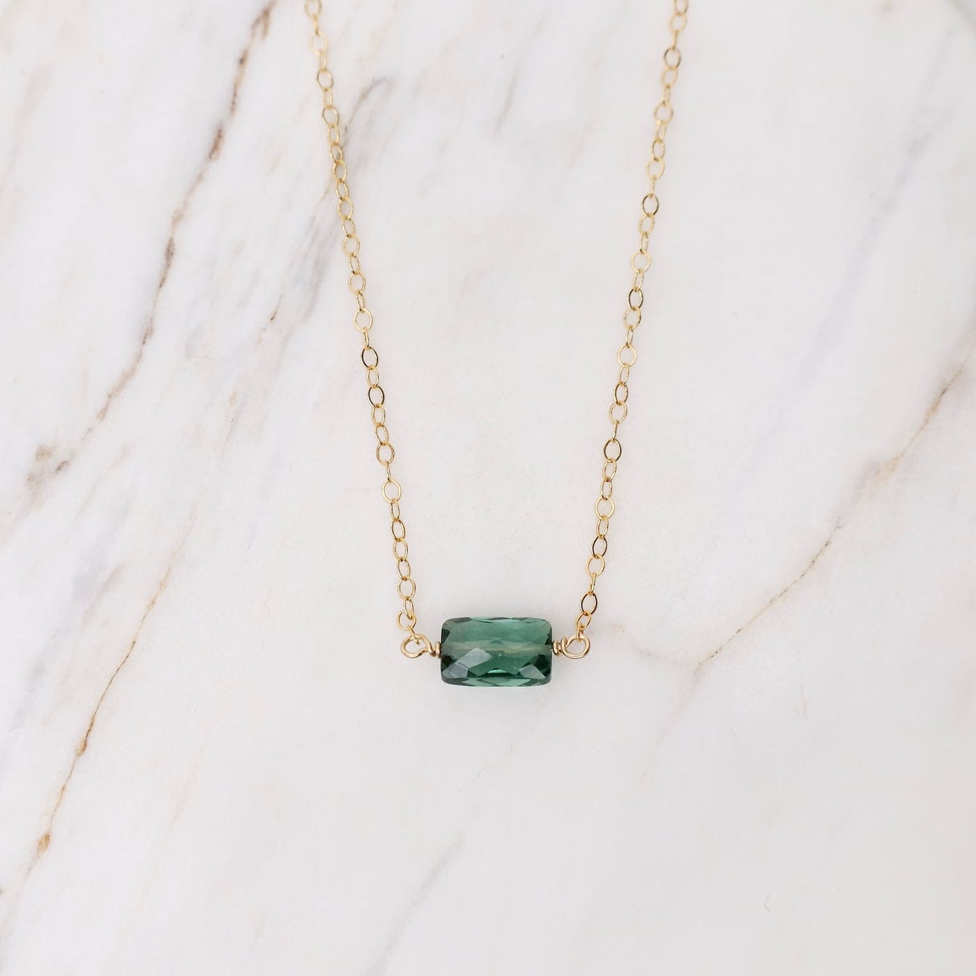 NKL-GF Gold Filled Chain with Rectangular Indicolite Quar