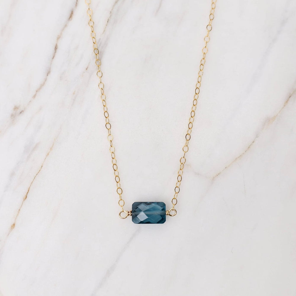 NKL-GF Gold Filled Chain with Rectangular London Blue Top