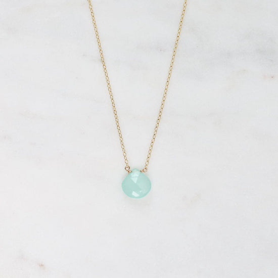 NKL-GF Gold Filled Chain with Single Brio Necklace - Aqua