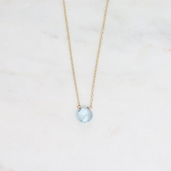 NKL-GF Gold Filled Chain with Single Brio Necklace - Blue