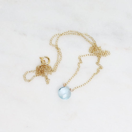 NKL-GF Gold Filled Chain with Single Brio Necklace - Blue