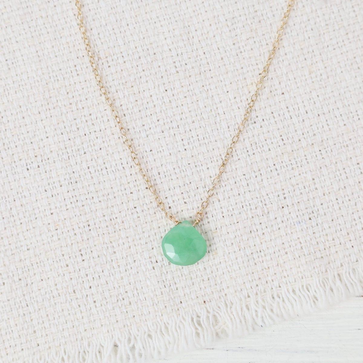 NKL-GF Gold Filled Chain with Single Chrysoprase Brio Necklace