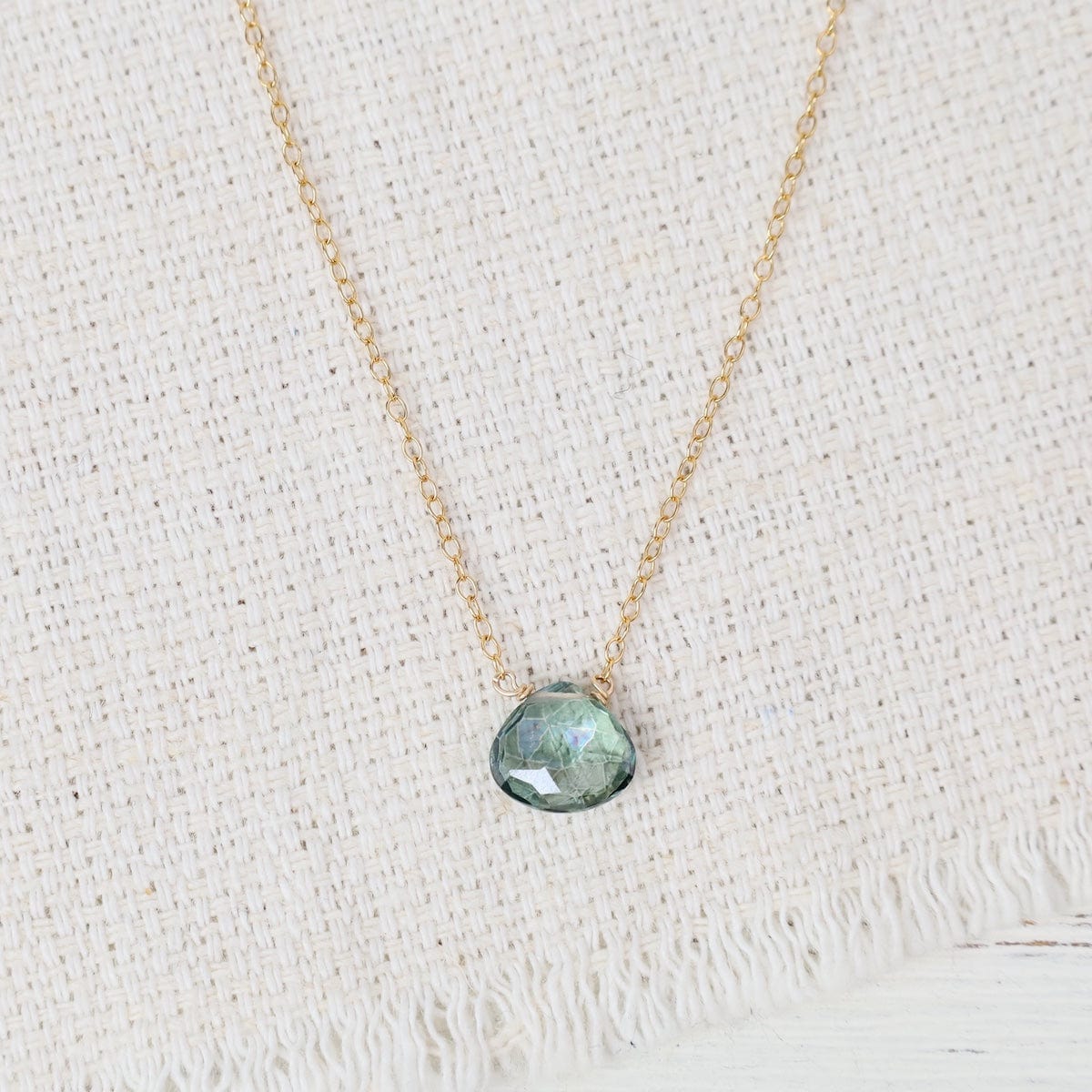 NKL-GF Gold Filled Chain with Single Mystic Green Topaz Brio Necklace