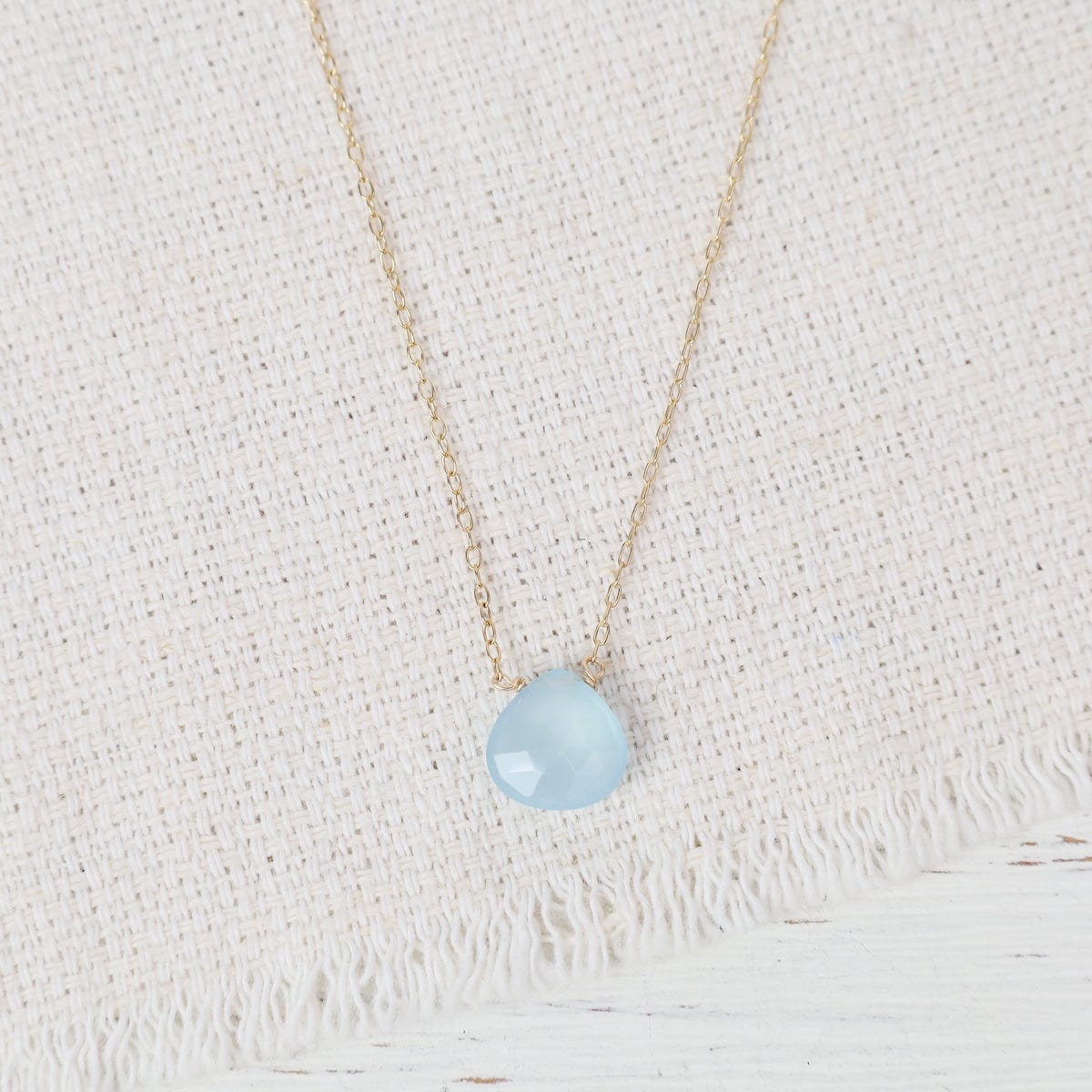 NKL-GF Gold Filled Chain with Single Royal Blue Chalcedony Brio Necklace