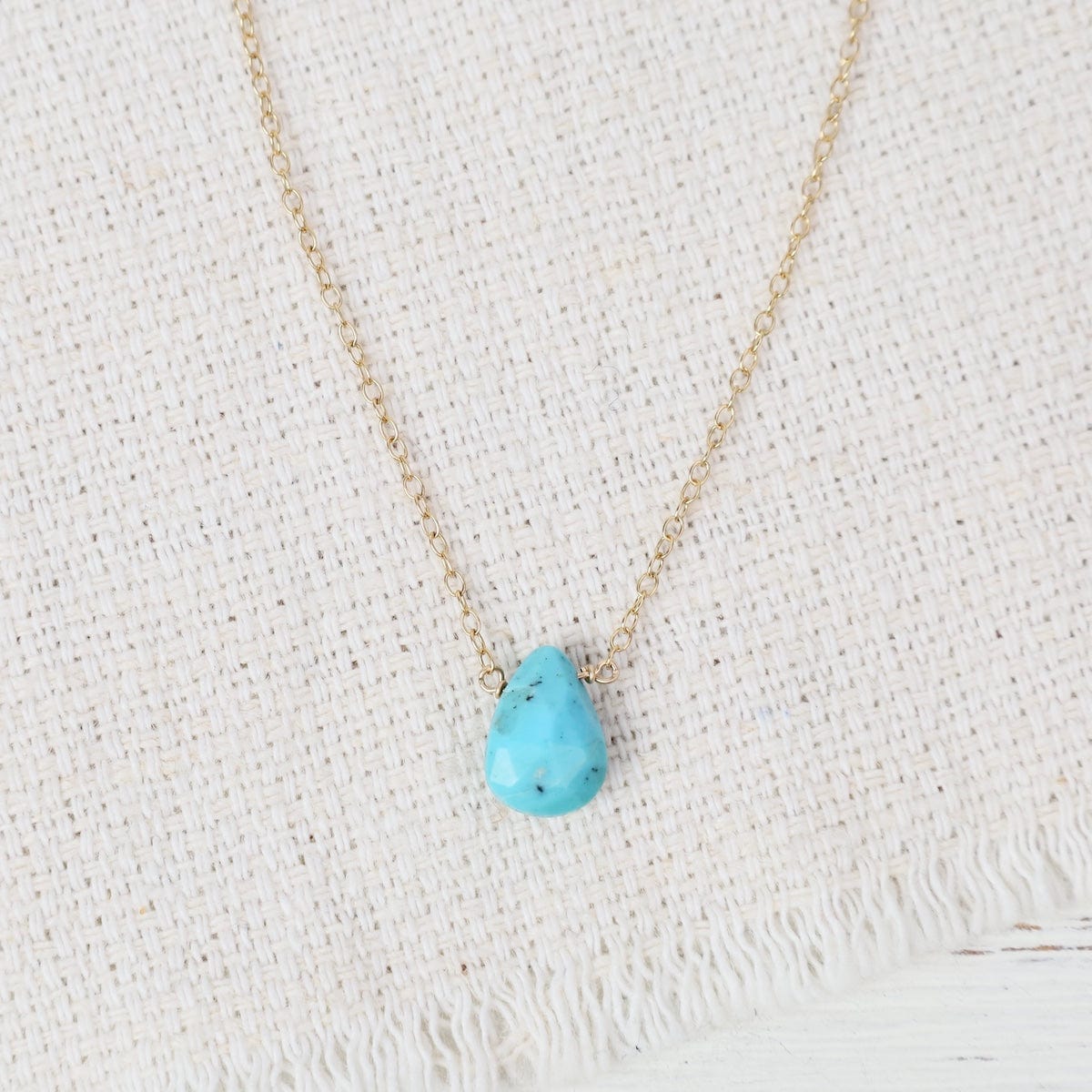 NKL-GF Gold Filled Chain with Single Turquoise Brio Necklace