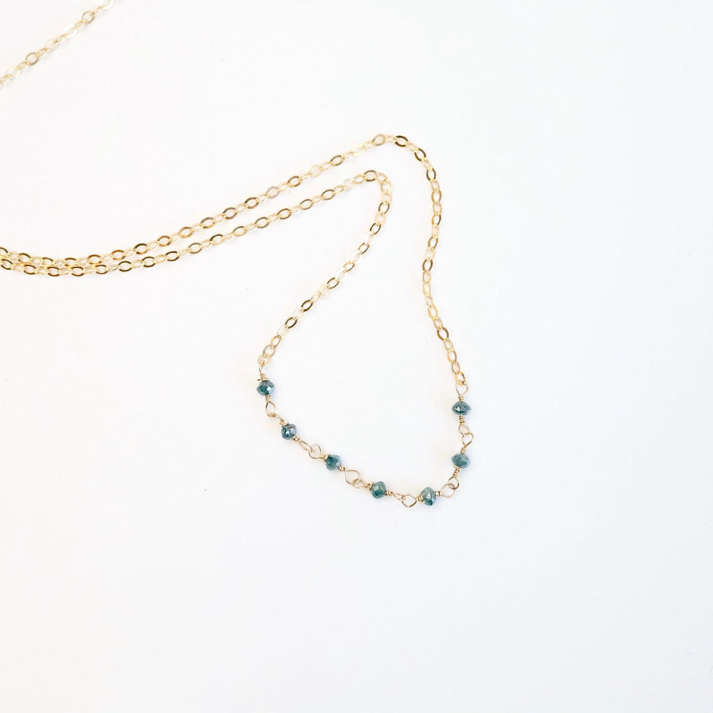 
                  
                    NKL-GF Gold Filled Dainty 7 Green Diamond Rondelle Line Necklace
                  
                