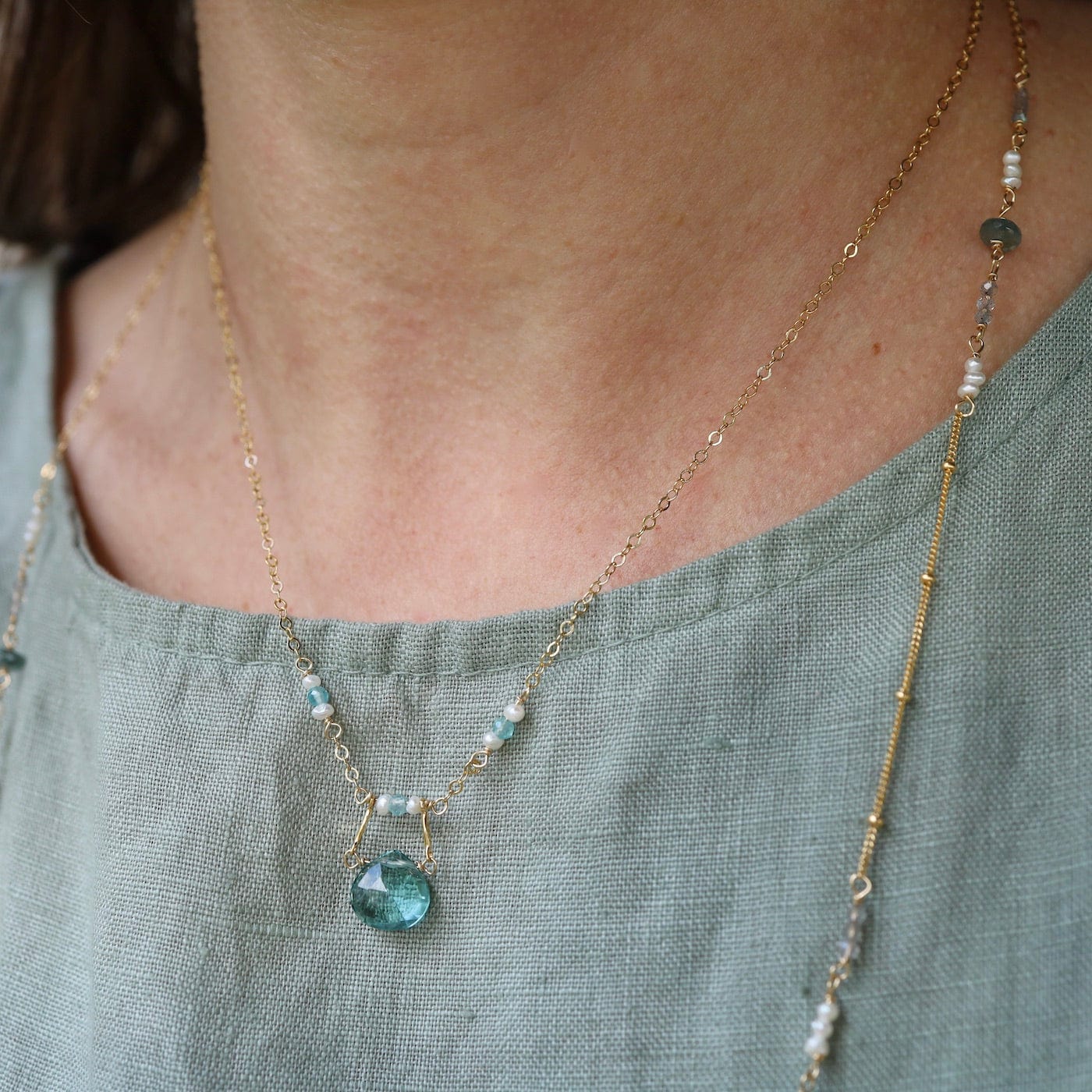 Trinity Emerald Cut Blue Topaz Necklace - Jennifer Dawes Design