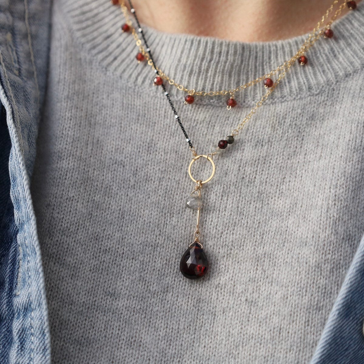 NKL-GF Gold Filled Garnet Rondelle Necklace
