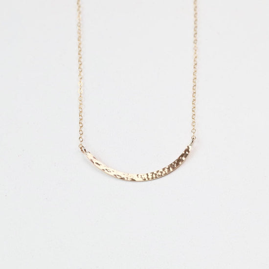 NKL-GF Gold Filled Hammered Curved Bar Necklace