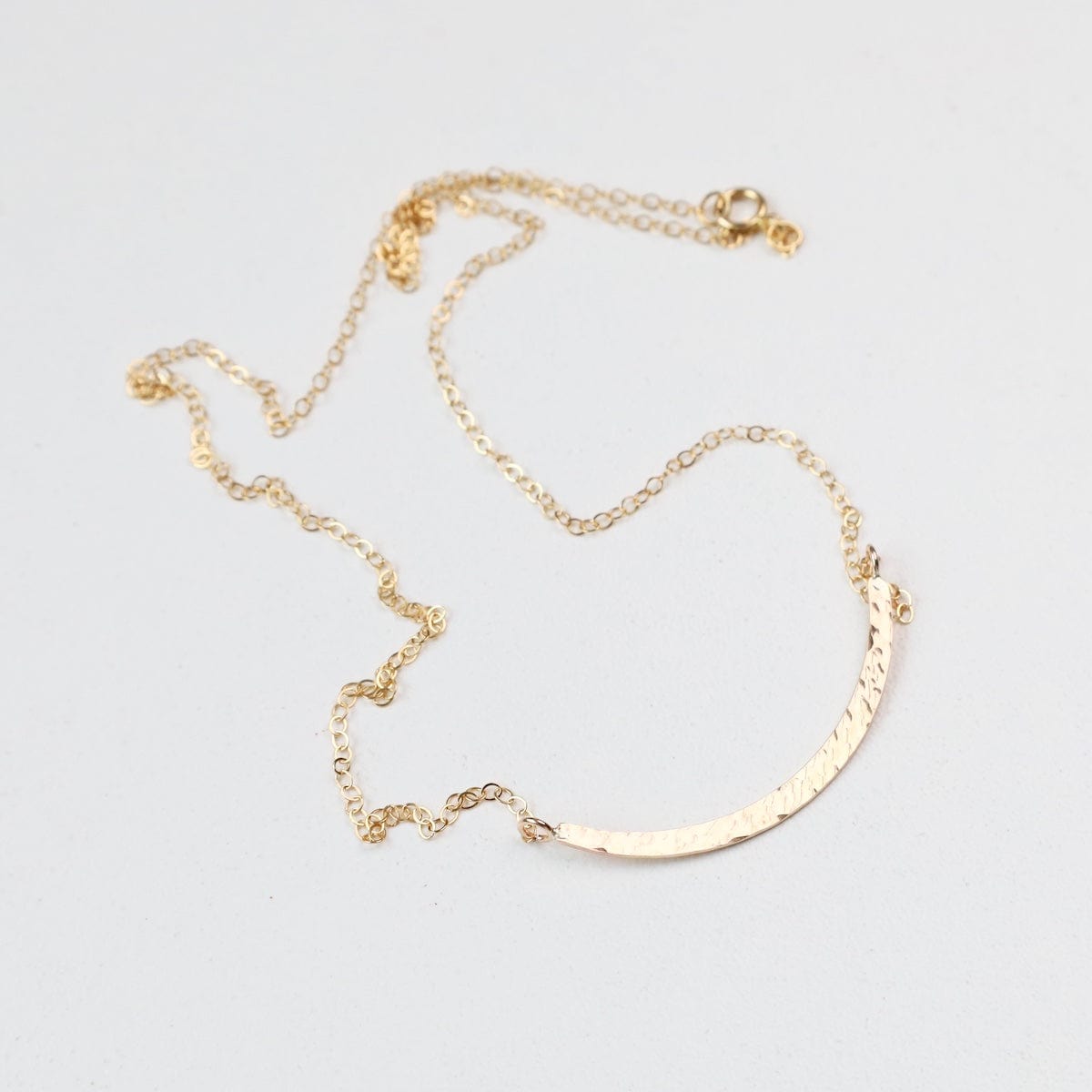NKL-GF Gold Filled Hammered Curved Bar Necklace