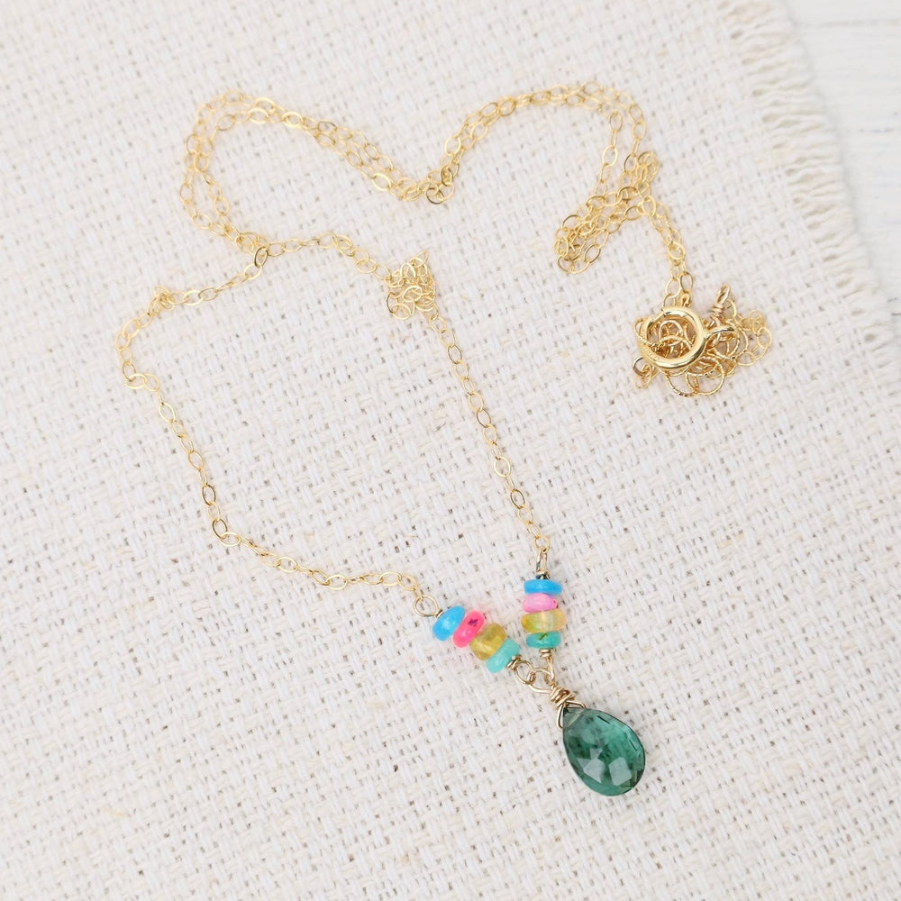 
                  
                    NKL-GF Gold Filled Indicolite Quartz & Rainbow Opal Necklace
                  
                