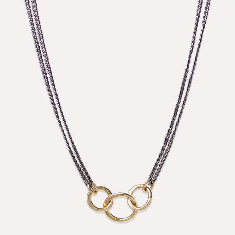 NKL-GF Gold Filled Links on Oxidized Silver Kara Necklace