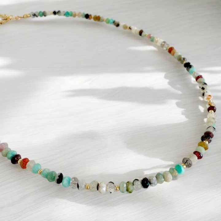NKL-GF Gold Filled Mixed Gemstone Beaded Necklace