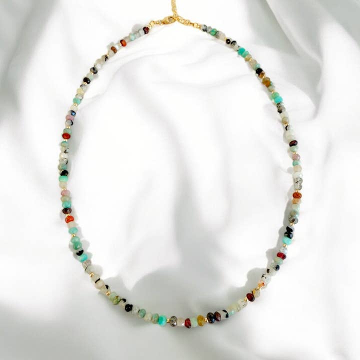 NKL-GF Gold Filled Mixed Gemstone Beaded Necklace