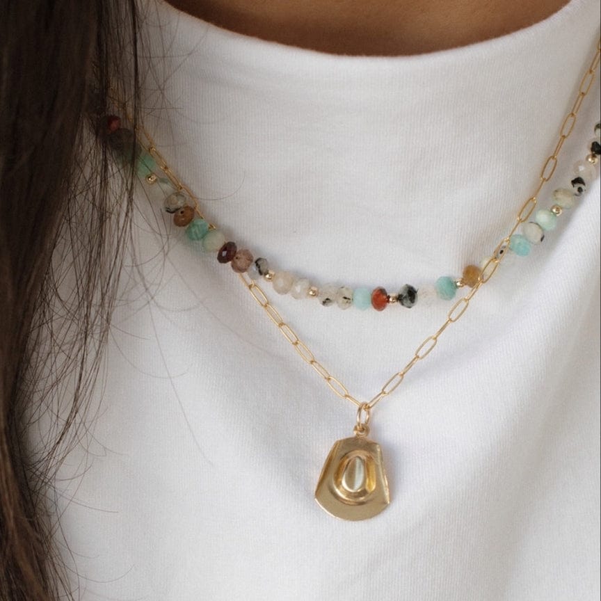 NKL-GF Gold Filled Mixed Gemstone Beaded Necklace