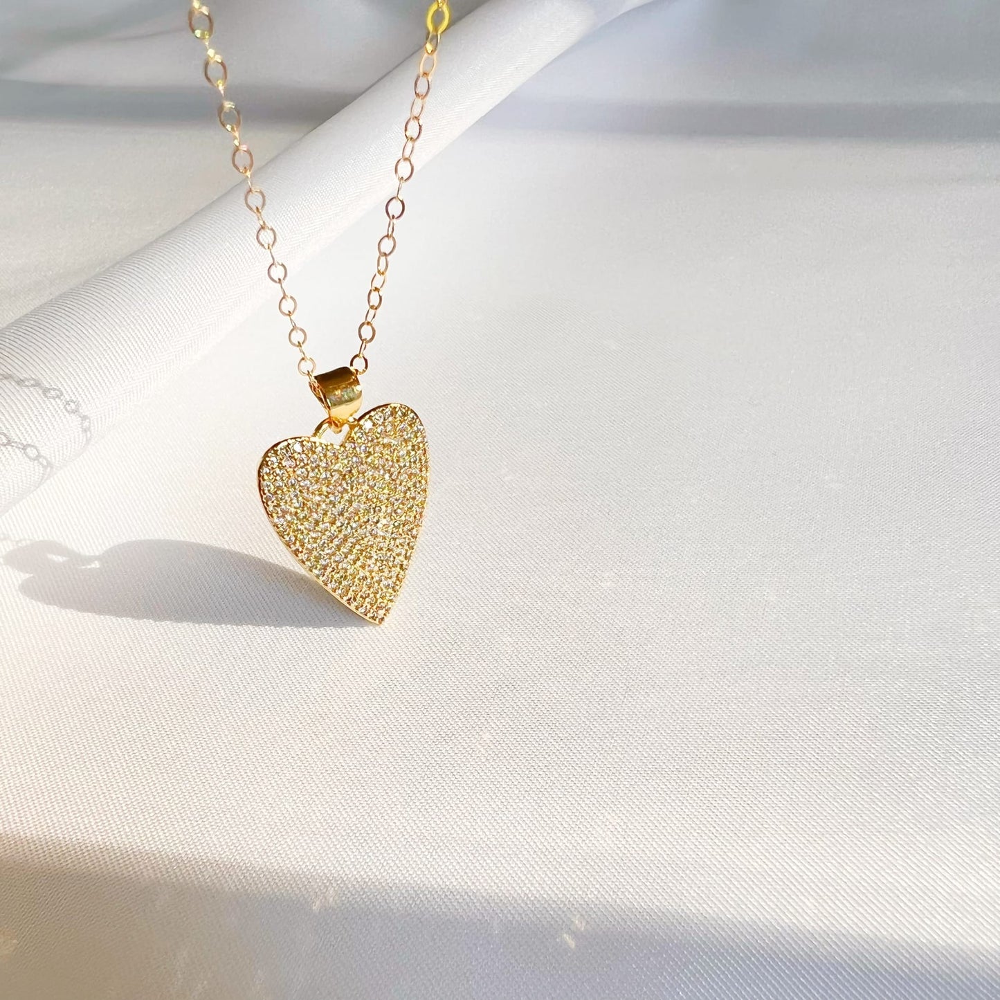 NKL-GF Gold Filled One Love Heart Cz Necklace