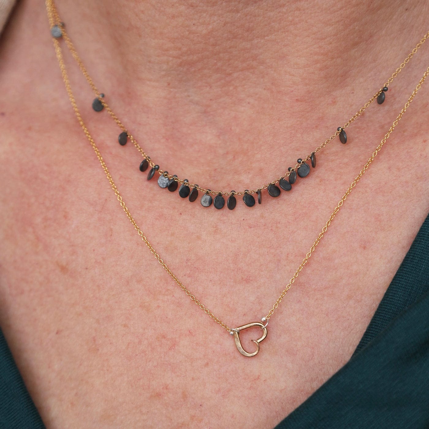 NKL-GF Gold Filled & Oxidized Silver Classic Confetti Neckace