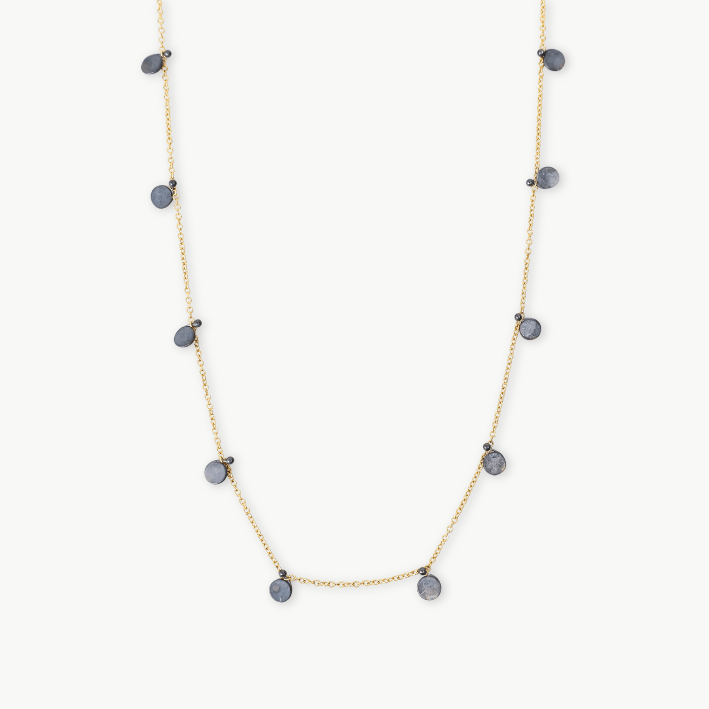 NKL-GF Gold Filled  & Oxidized Silver Disperse Confetti Necklace