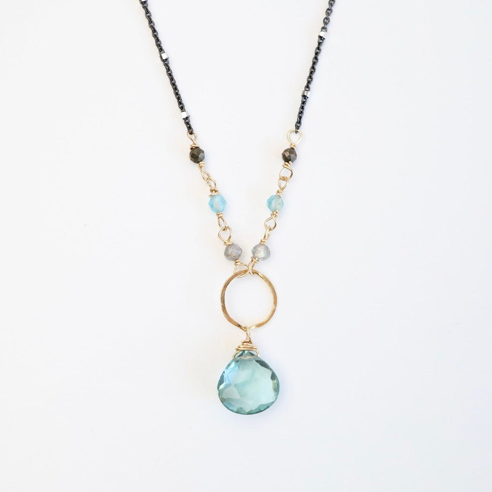 NKL-GF Gold Filled Ring with Blue Topaz Drop Necklace