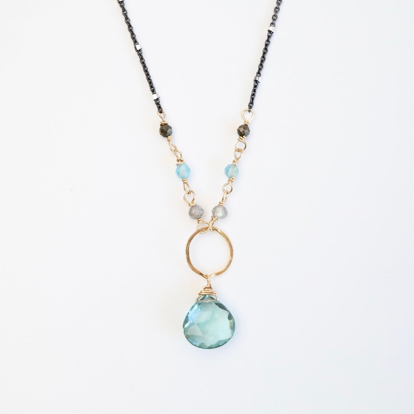 NKL-GF Gold Filled Ring with Blue Topaz Drop Necklace