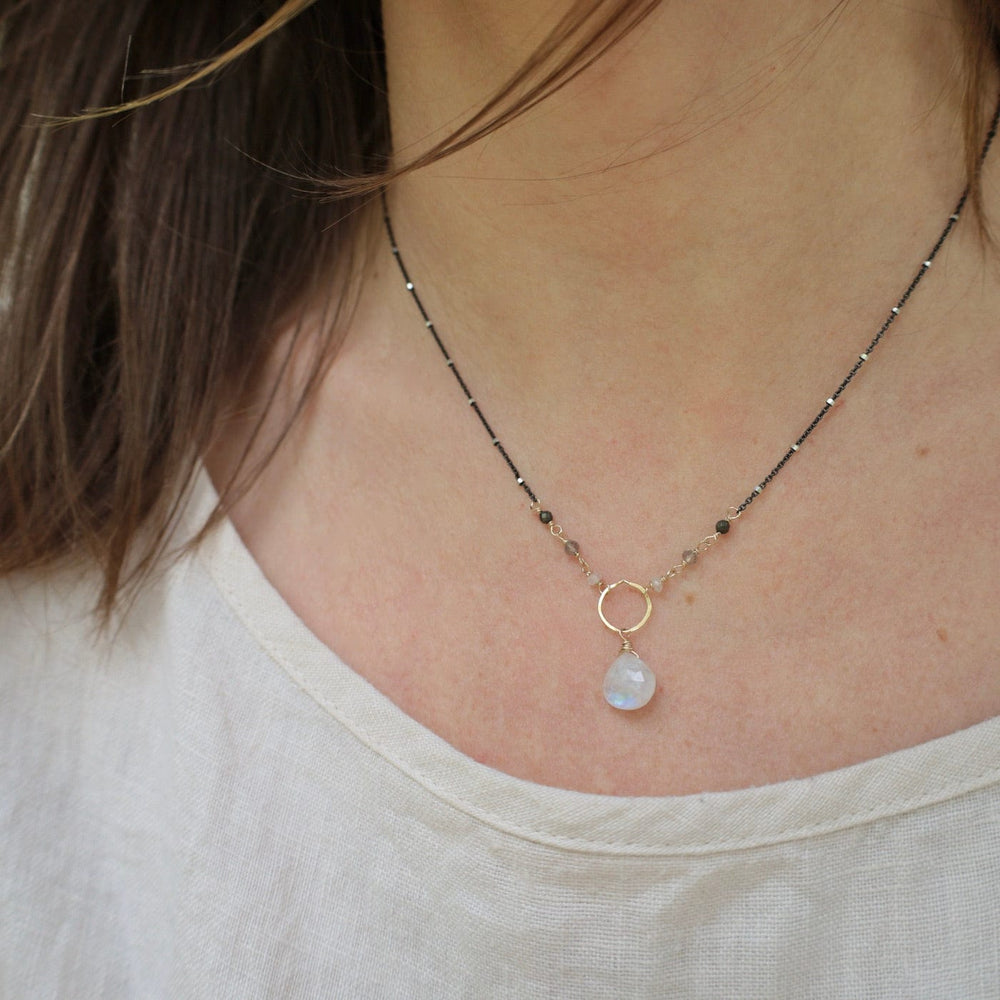 
                      
                        NKL-GF Gold Filled Ring with Rainbow Moonstone Drop Necklace
                      
                    