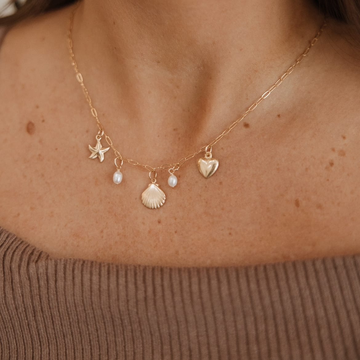 NKL-GF Gold Filled Shore Thing Beachy Charm Necklace