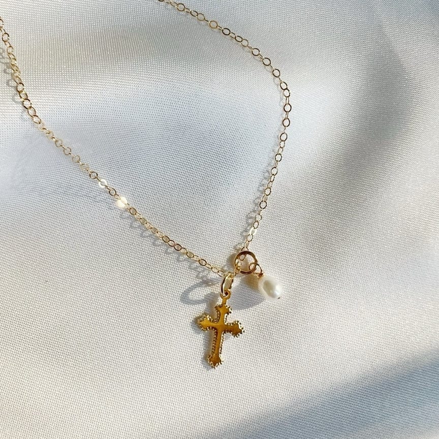 NKL-GF Gold Filled Truly Bless Charm Cross Necklace
