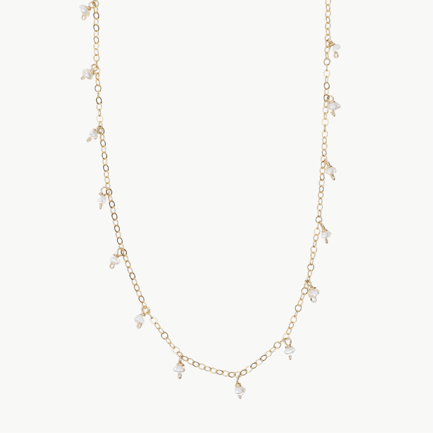 NKL-GF Gold Filled White Pearl Rondelle Necklace