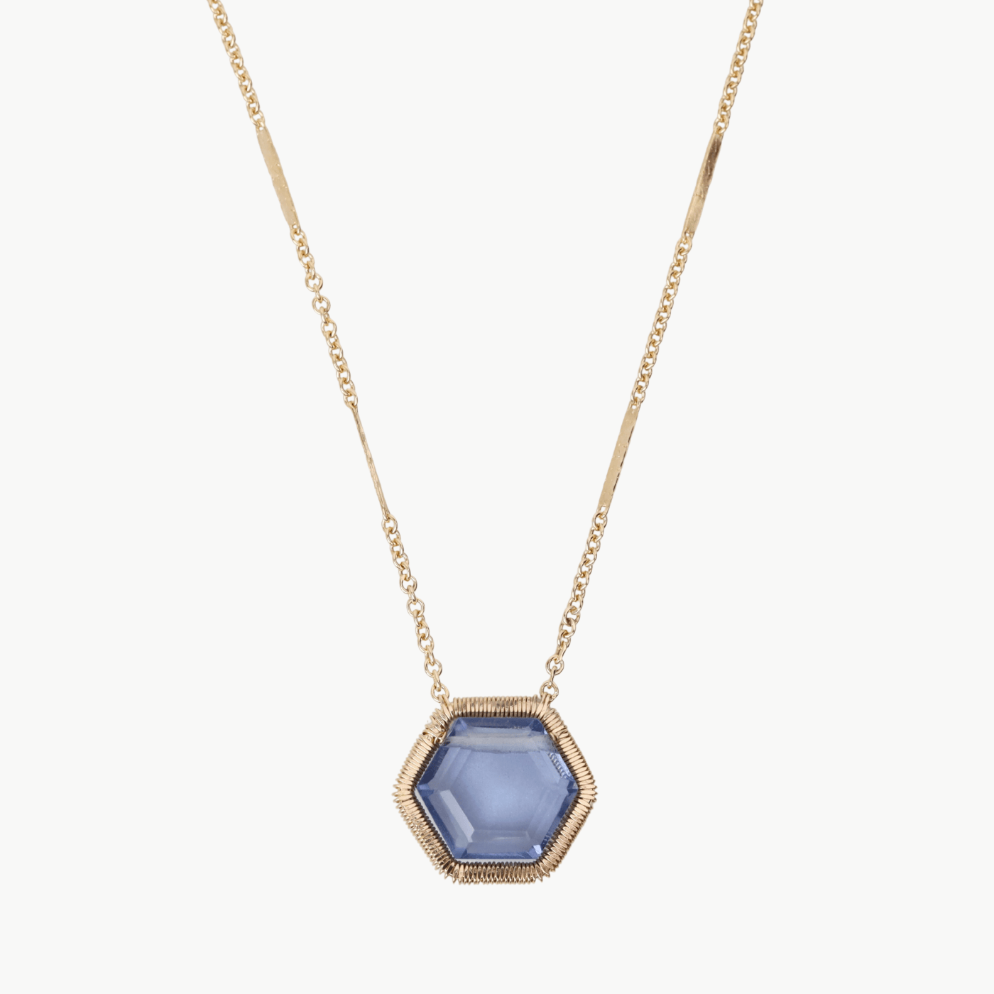 NKL-GF Gold Filled Wire Wrapped Iolite Quartz Necklace