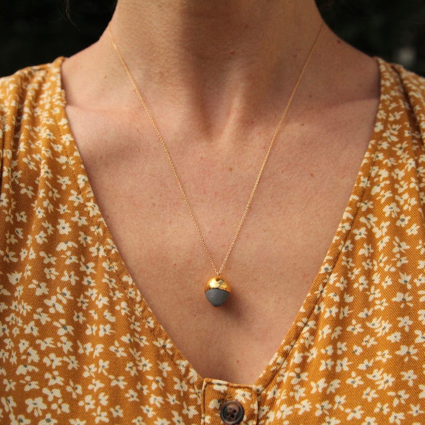 NKL-GF Gold & Grey Acorn Necklace