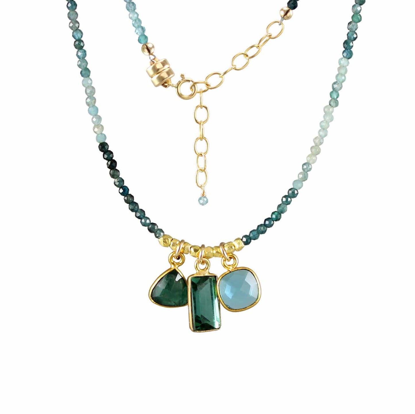 NKL-GF Gold Kyanite & Quartz Charm Necklace