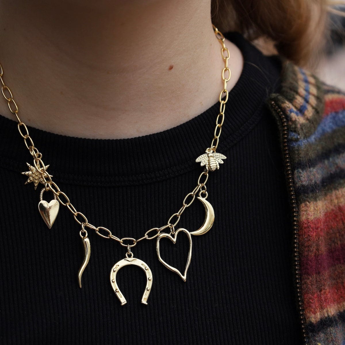 NKL-GF Gold Multi Charm Necklace