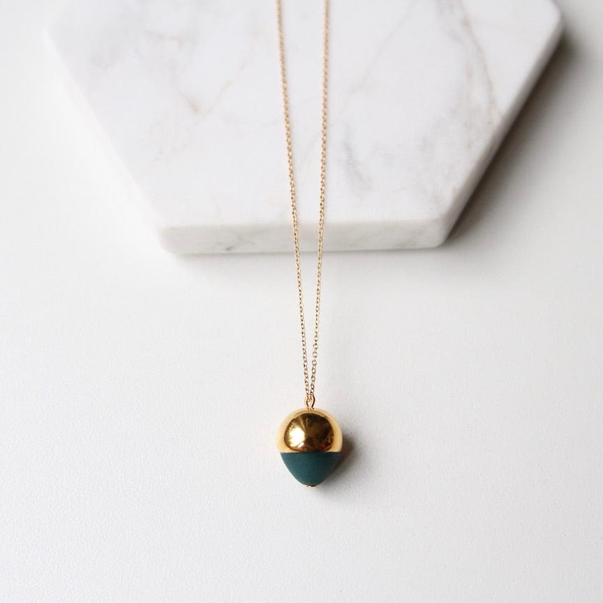 NKL-GF Gold & Teal Acorn Necklace