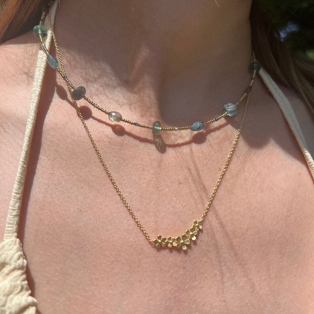 NKL-GF Golden Glass Dotted with Labradorite Necklace