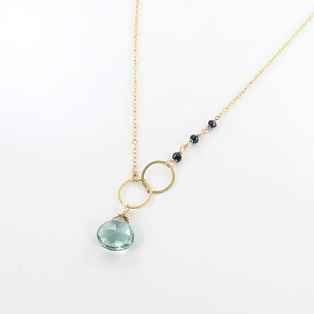 NKL-GF GREEN AMETHYST LOOPED GOLD NECKLACE