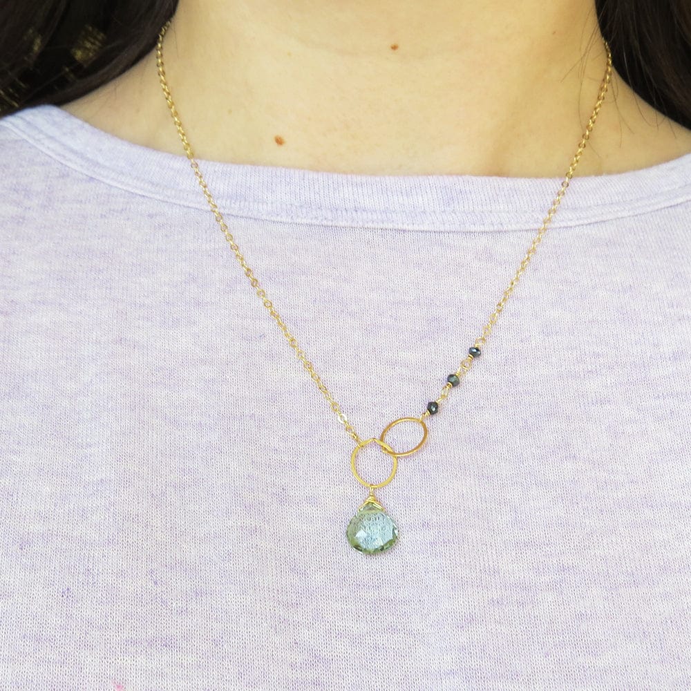 NKL-GF GREEN AMETHYST LOOPED GOLD NECKLACE