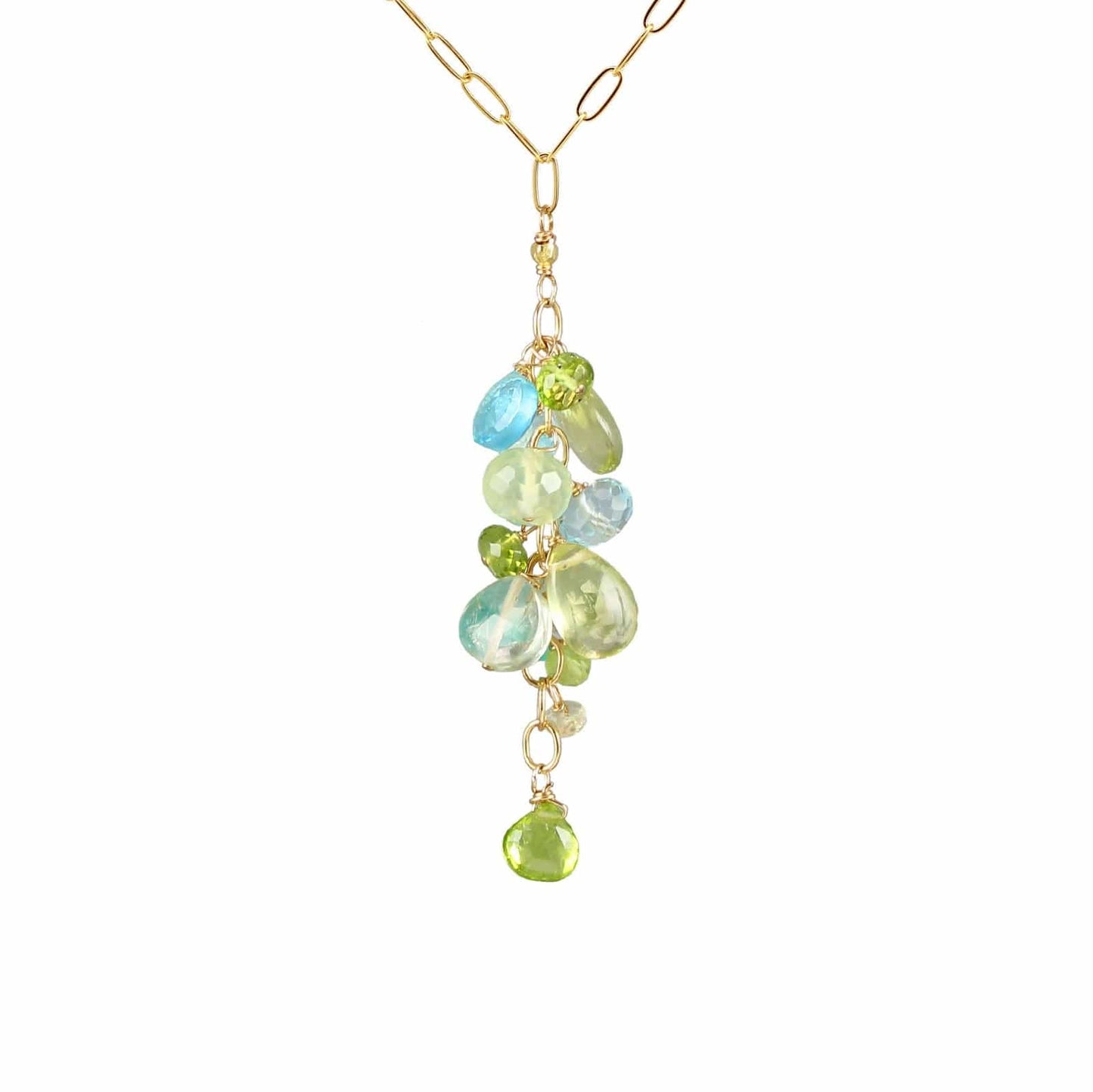 NKL-GF Green Cluster Drop Necklace