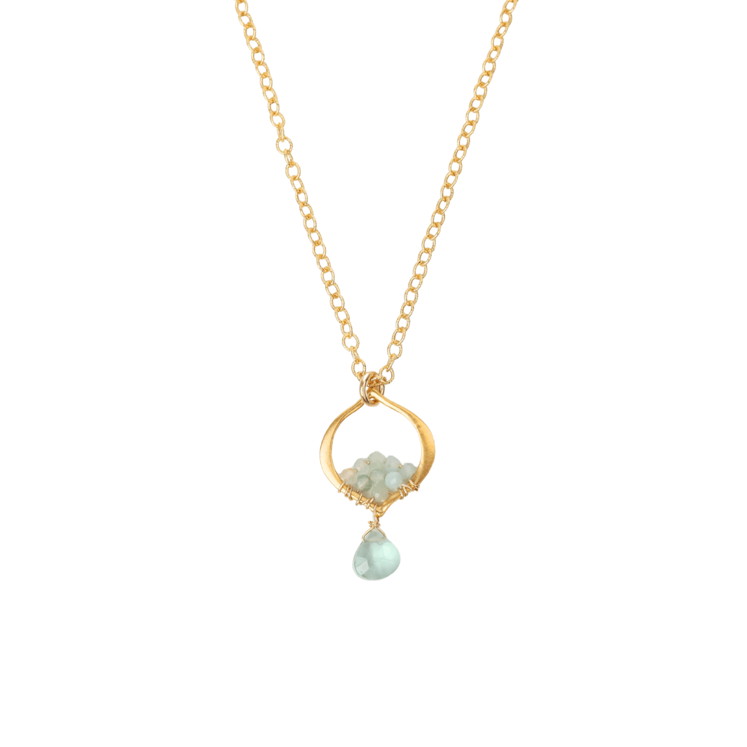NKL-GF Green Quartz Gold Arabesque Necklace