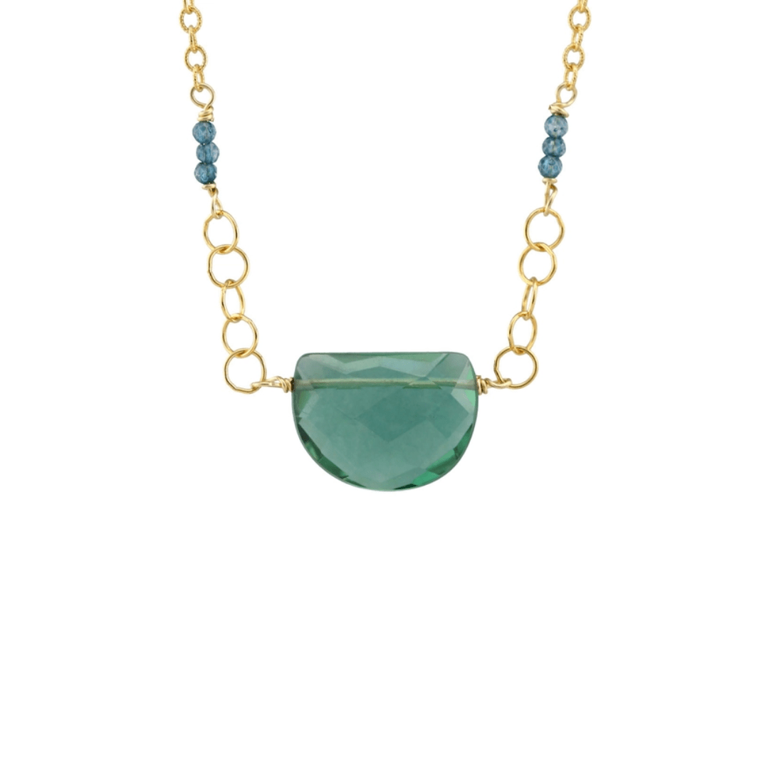 NKL-GF Green Quartz Half Moon Necklace