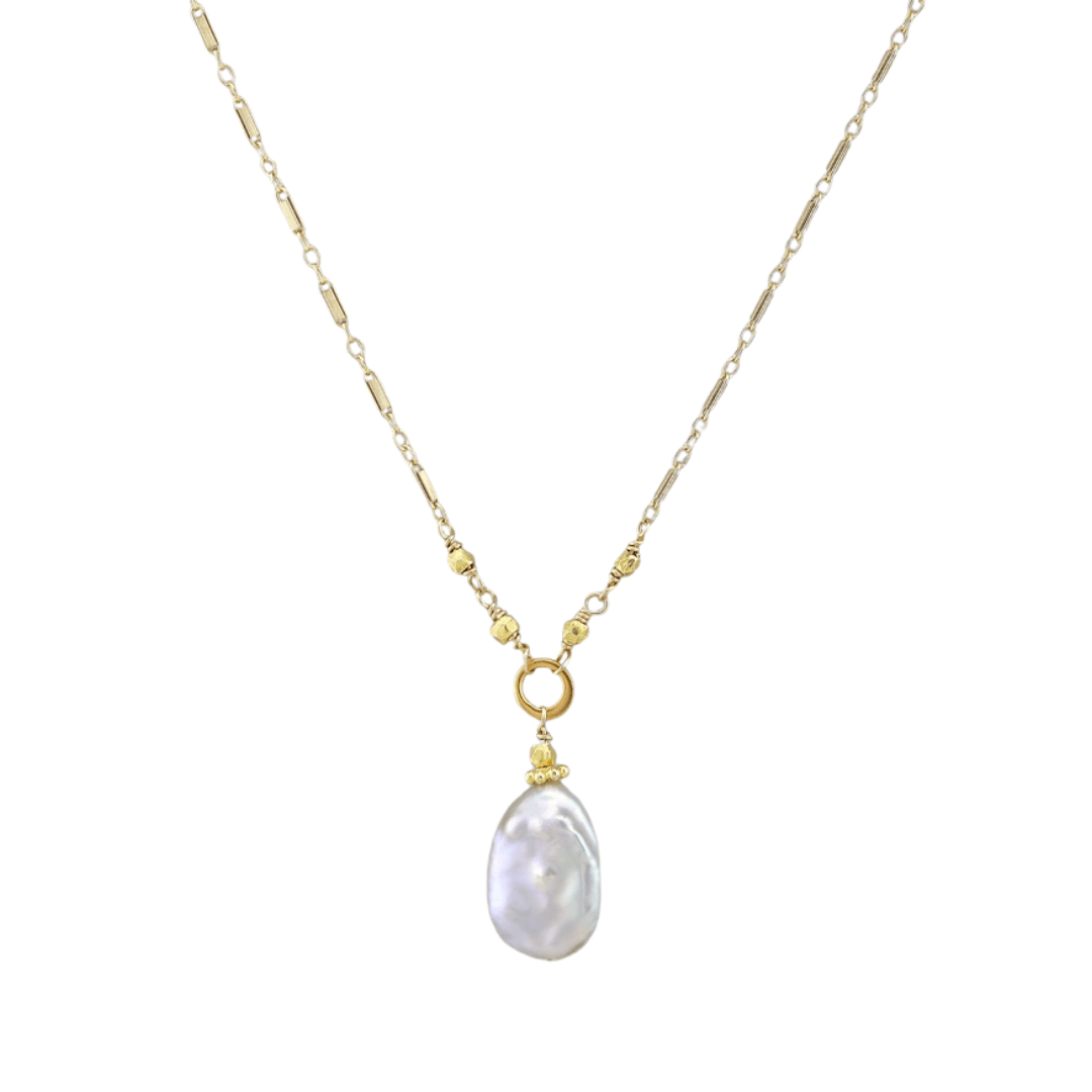 NKL-GF Grey Baroque Pendant Necklace