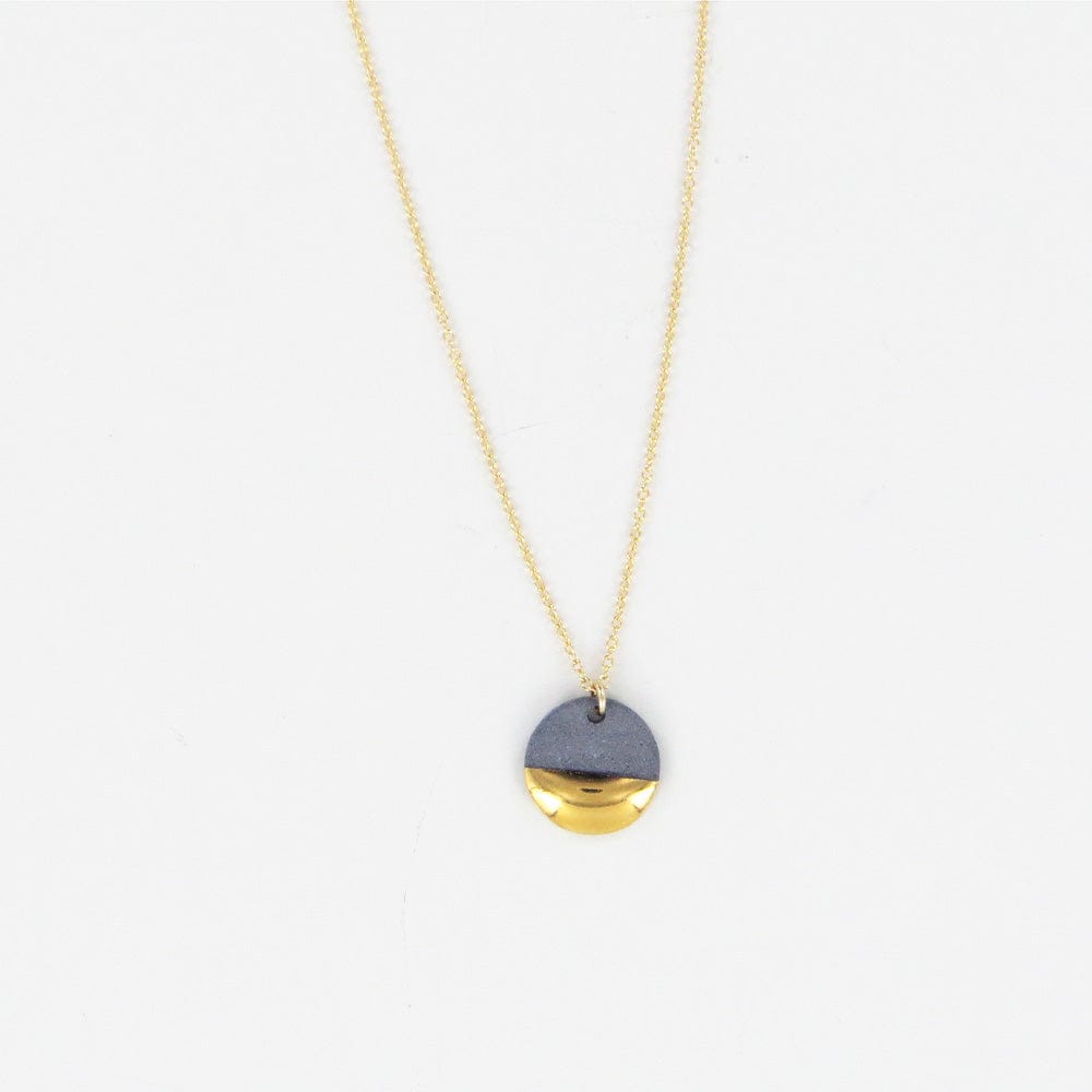 NKL-GF Grey Gold Dipped Flat Circle Necklace