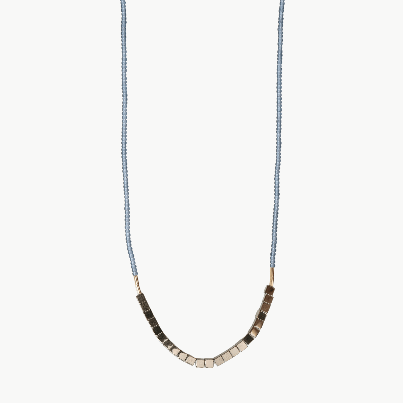 NKL-GF Grey seed beads with gold fill & hematite cubes ne