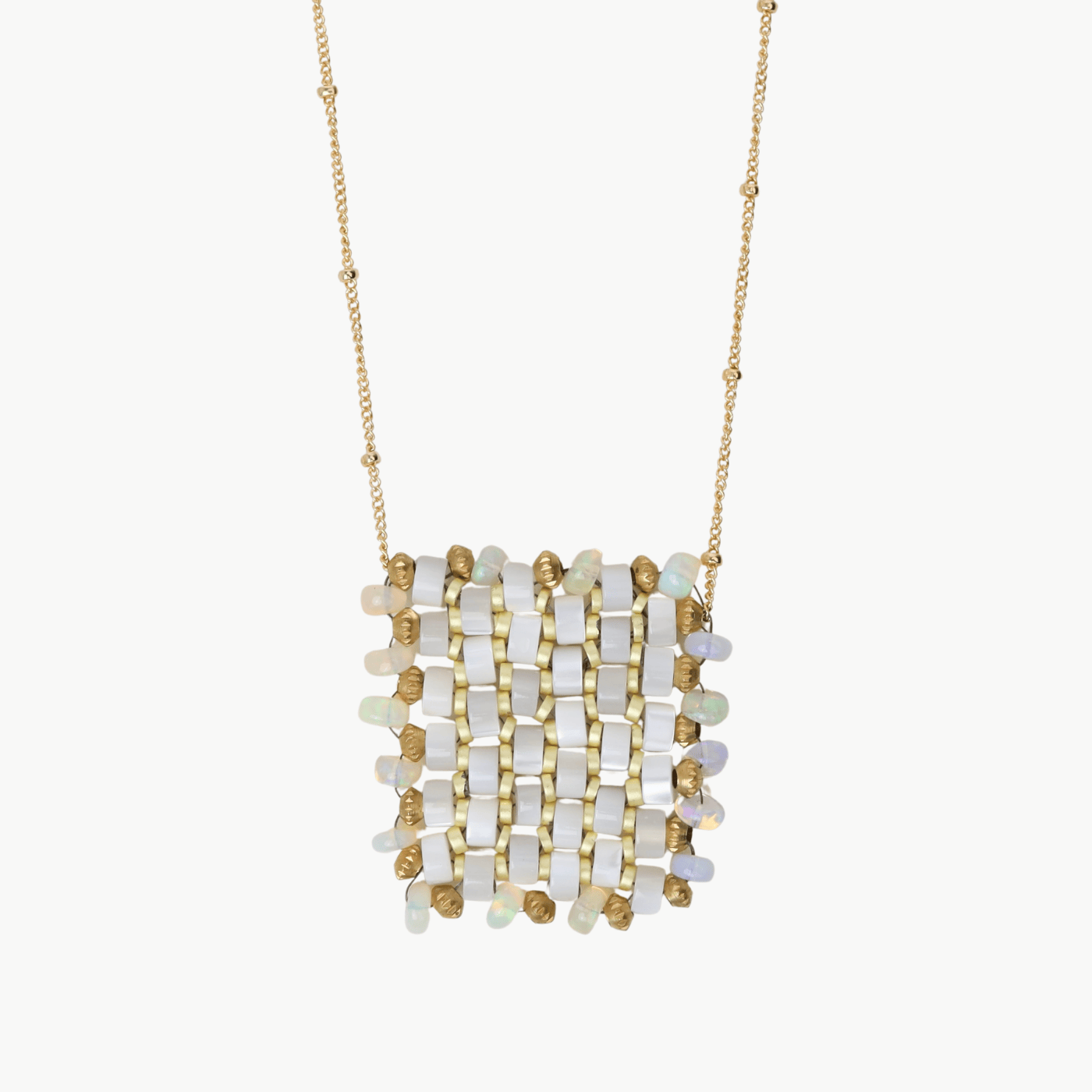 NKL-GF Hand Stitched Mother of Pearl With Opal Trim Flag